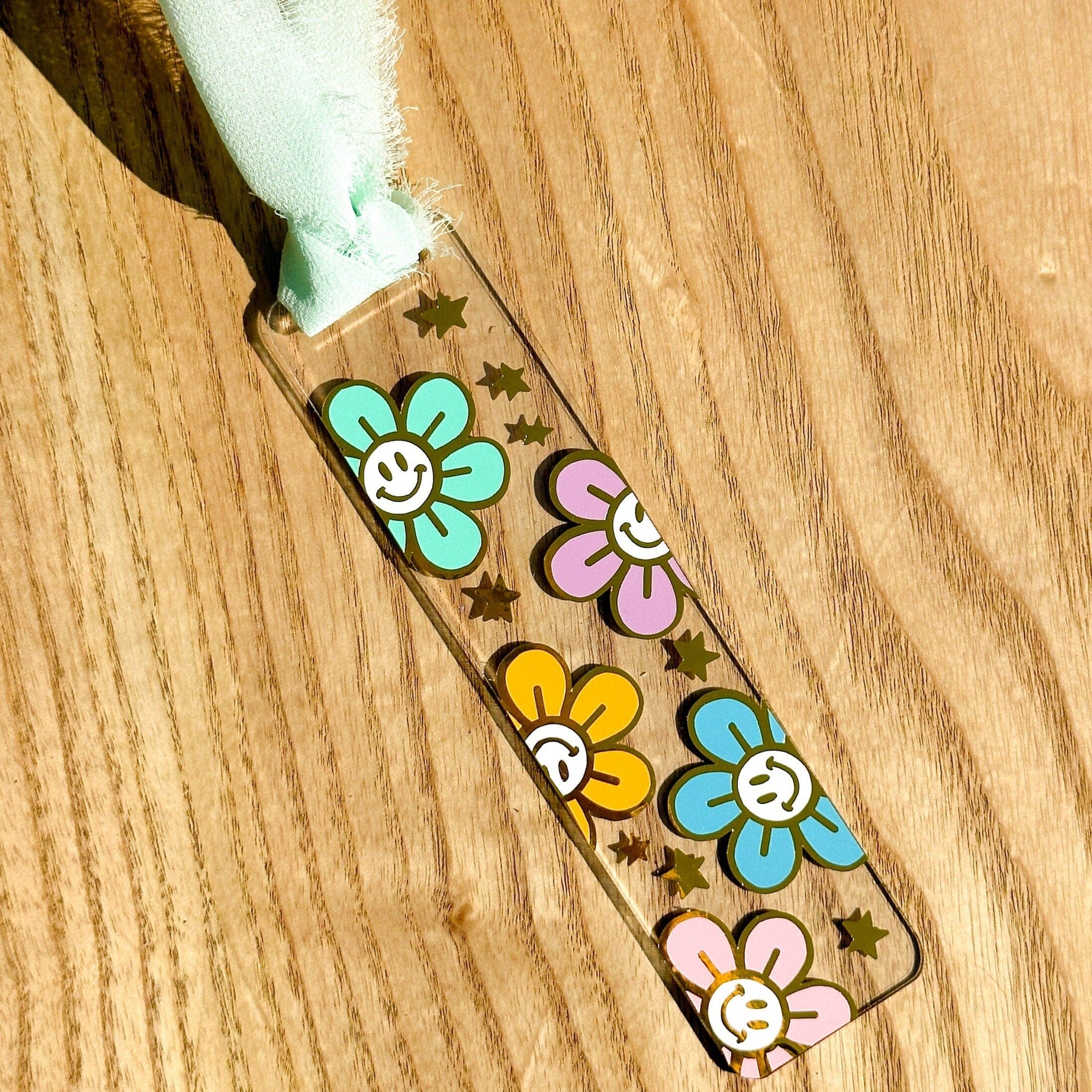 Handmade Acrylic Happy Flower Bookmark