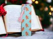 Blue Gingerbread Man Christmas Laminated Bookmark