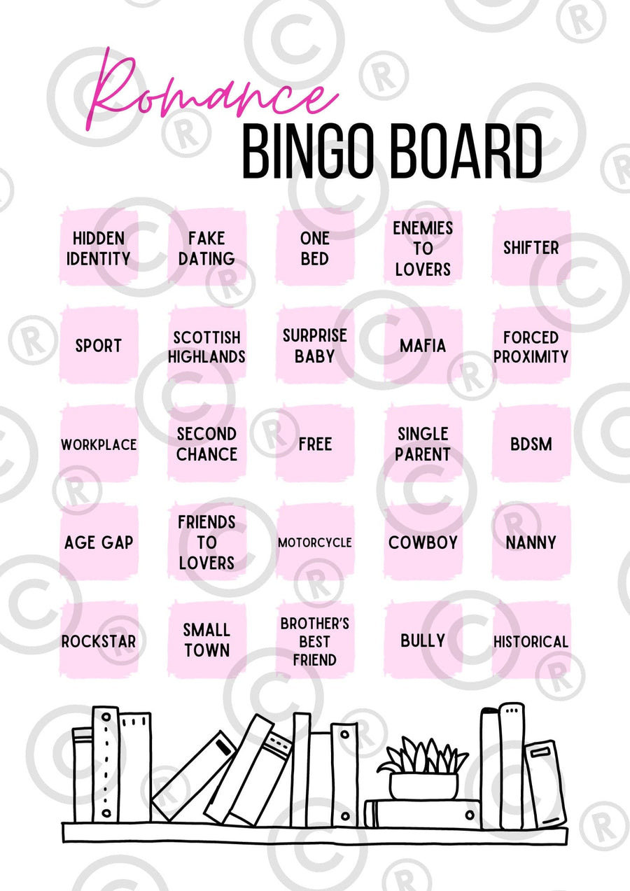Romance Reading Book Bingo Board