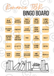 Romance TBR Book Bingo Board