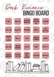 Dark Romance Reading Book Bingo Board
