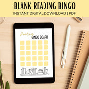Blank Reading Book Bingo Board