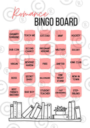 Romance Reading Book Bingo Board