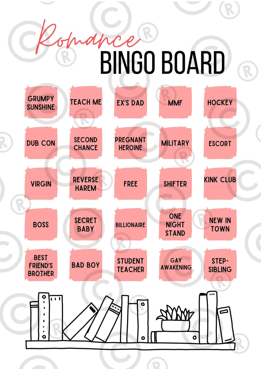 Romance Reading Book Bingo Board