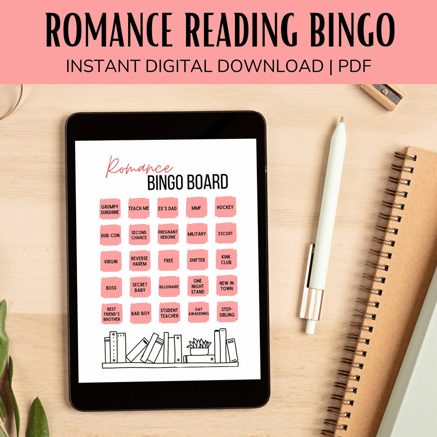 Romance Reading Book Bingo Board