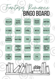 Fantasy Romance Reading Book Bingo Board