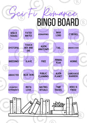 Sci-Fi Romance Reading Book Bingo Board