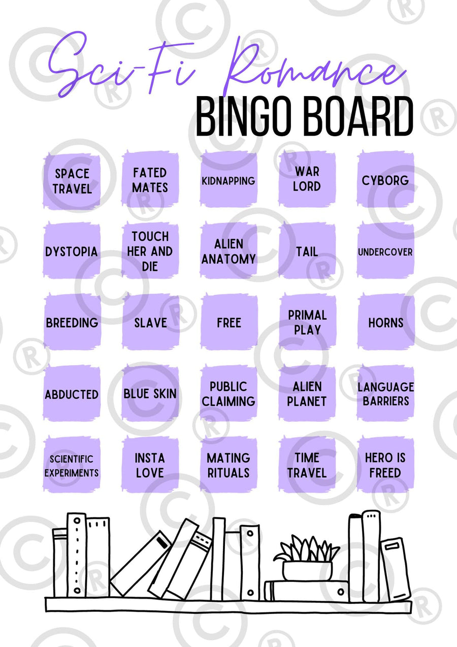 Sci-Fi Romance Reading Book Bingo Board