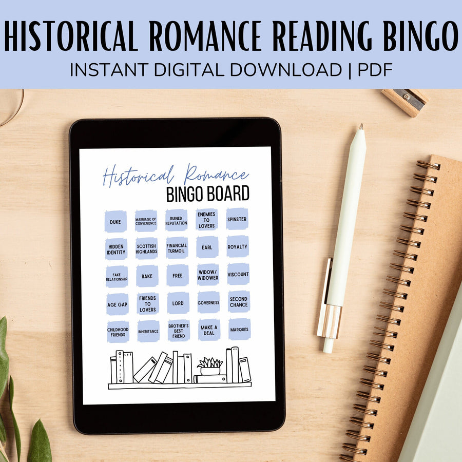Historical Romance Reading Book Bingo Board