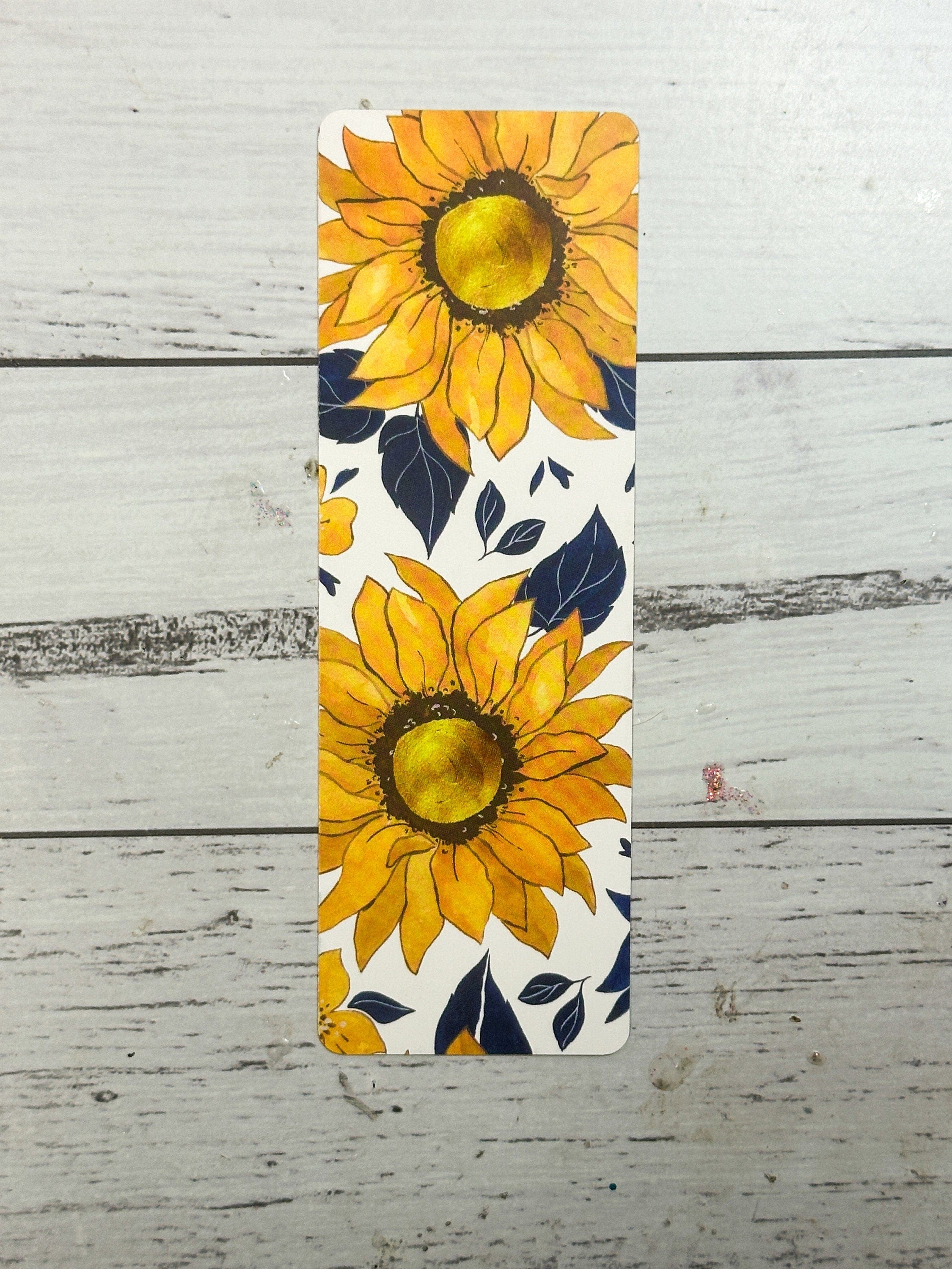 Yellow and Navy Blue Sunflower Bookmark