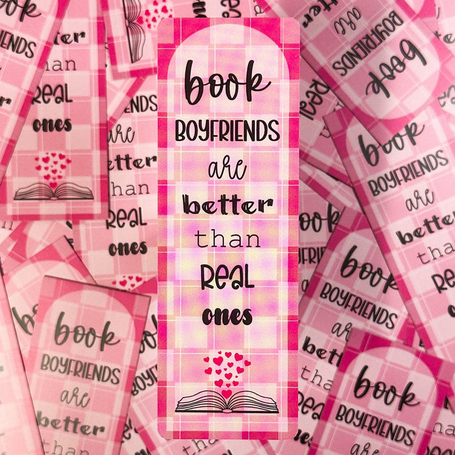 Pink book boyfriends are better than real ones bookmark