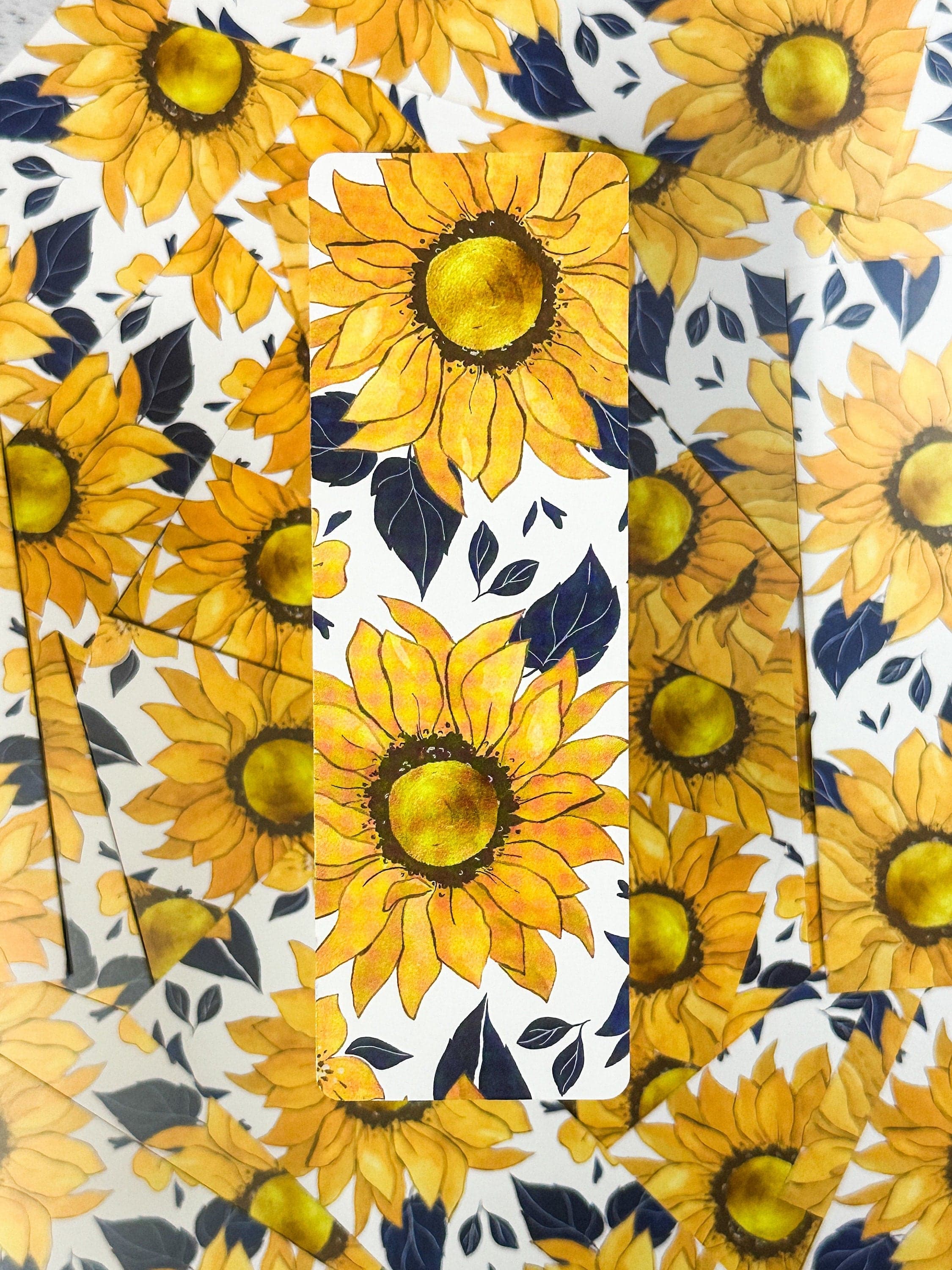 Yellow and Navy Sunflower Bookmark