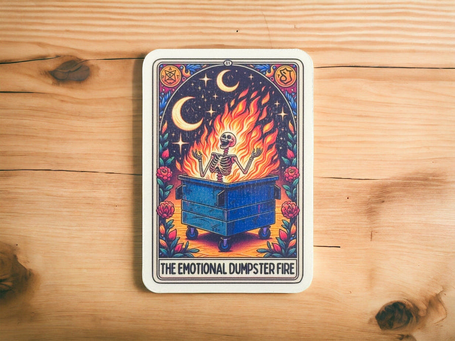 The Emotional Dumpster Fire Tarot Sticker |journaling|decal|stationery|latop|kindle|e-reader|stationery addict gift|self care|book worm|