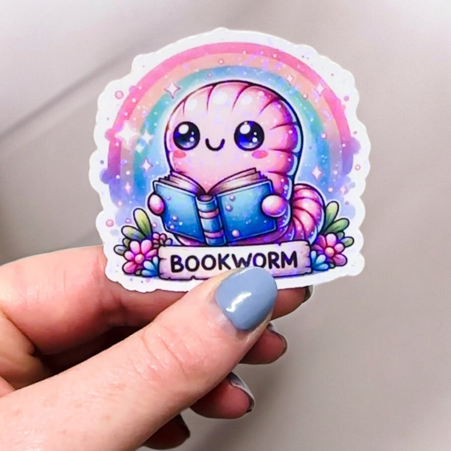 Cute Bookworm Sticker
