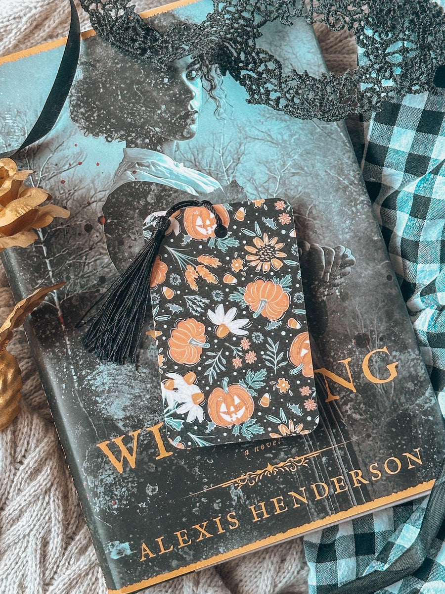 Halloween Floral Pumpkin Laminated Bookmark