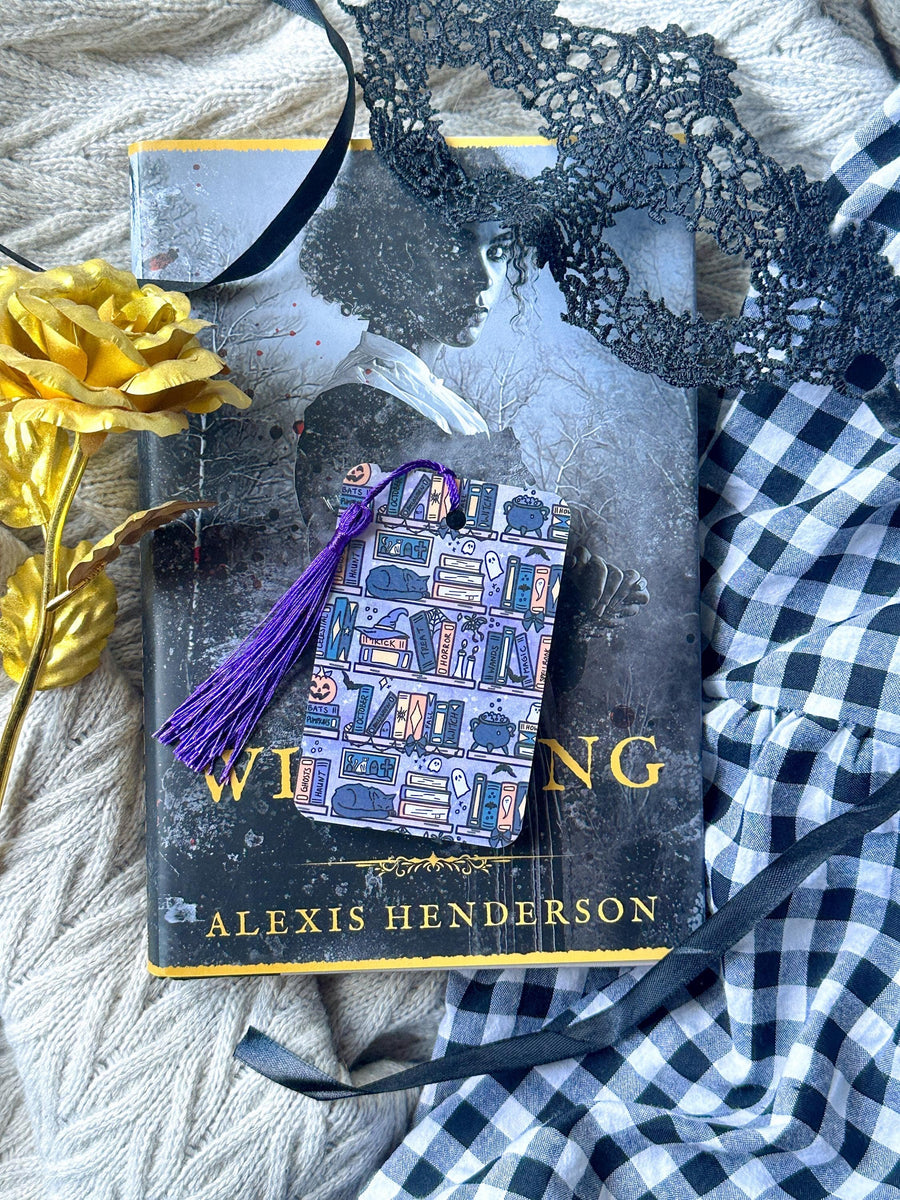 Witchy Halloween Bookcase Laminated Bookmark