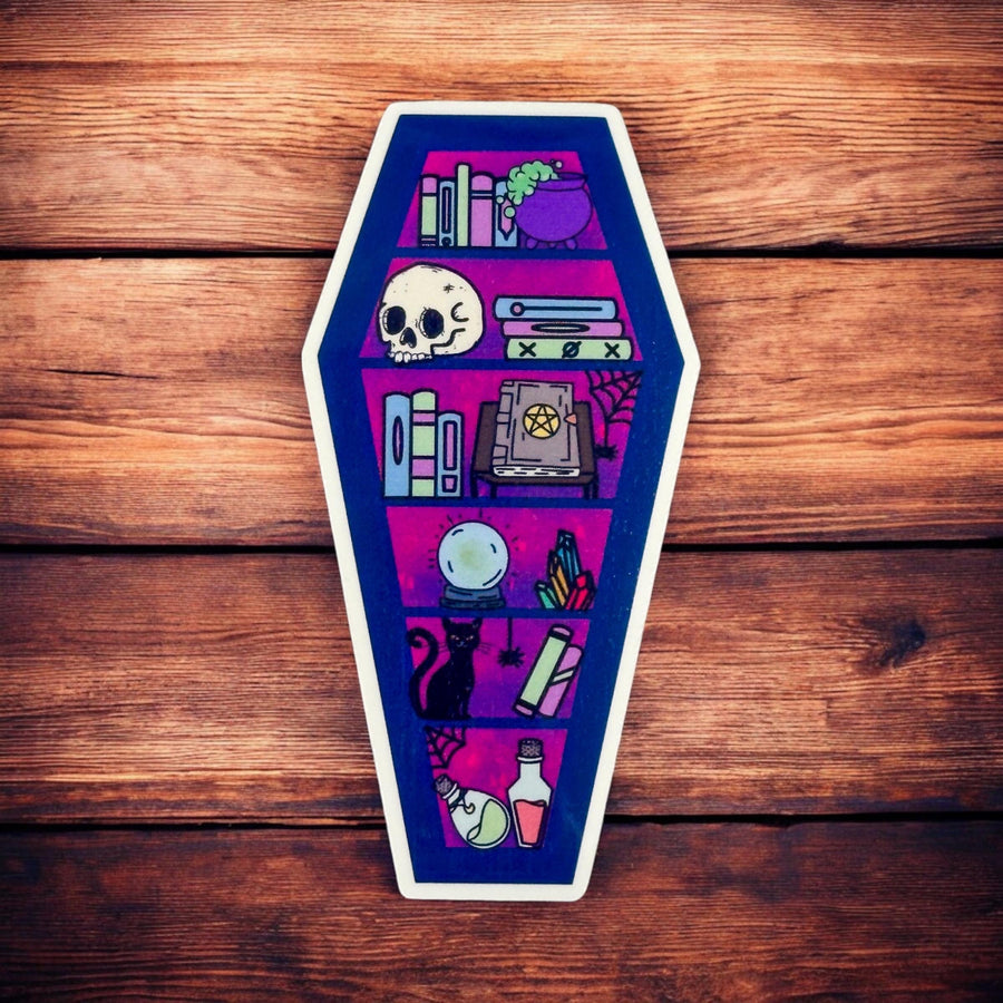 Witchy Halloween Coffin Bookcase Sticker