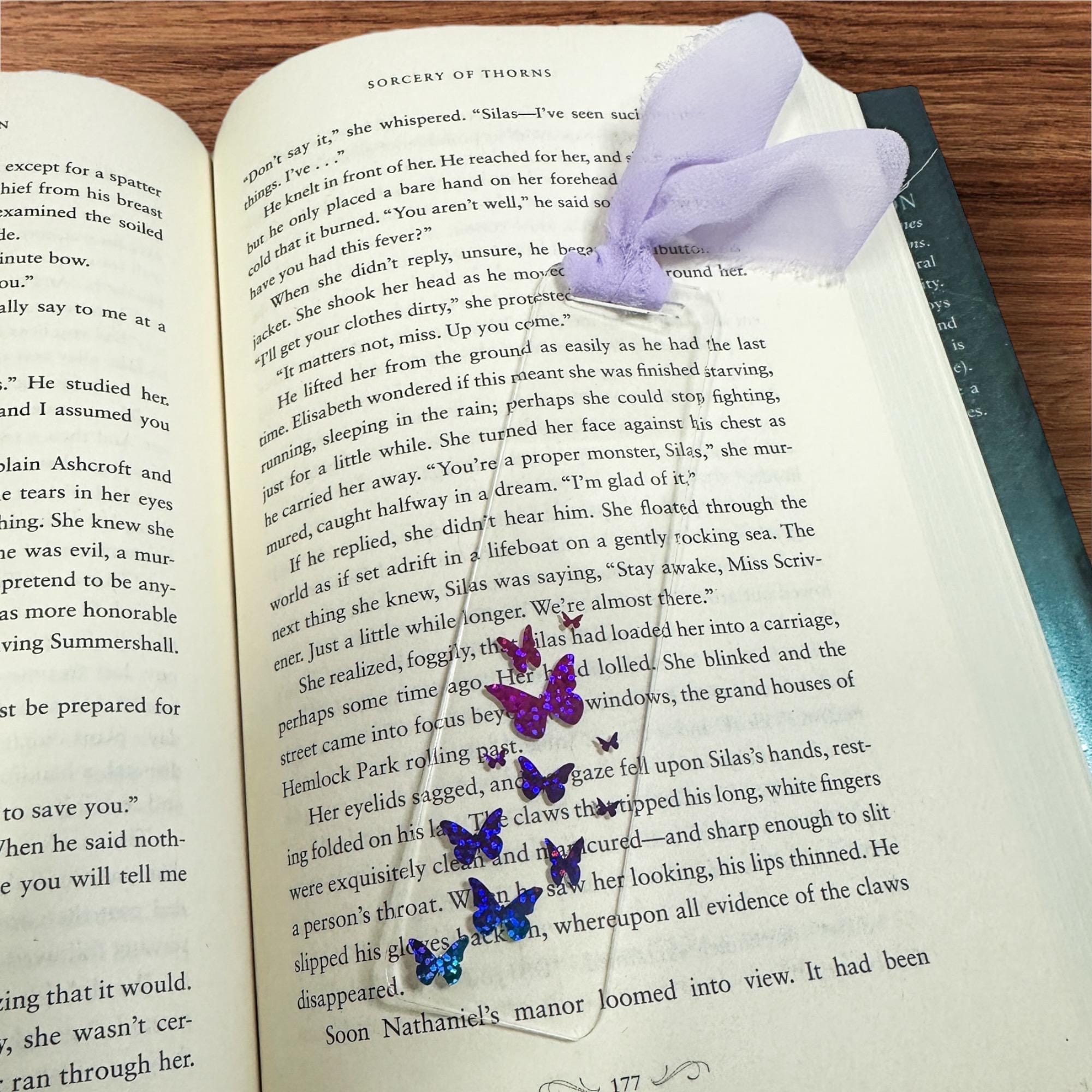 Handmade Acrylic Holographic Rainbow Butterfly Bookmark
