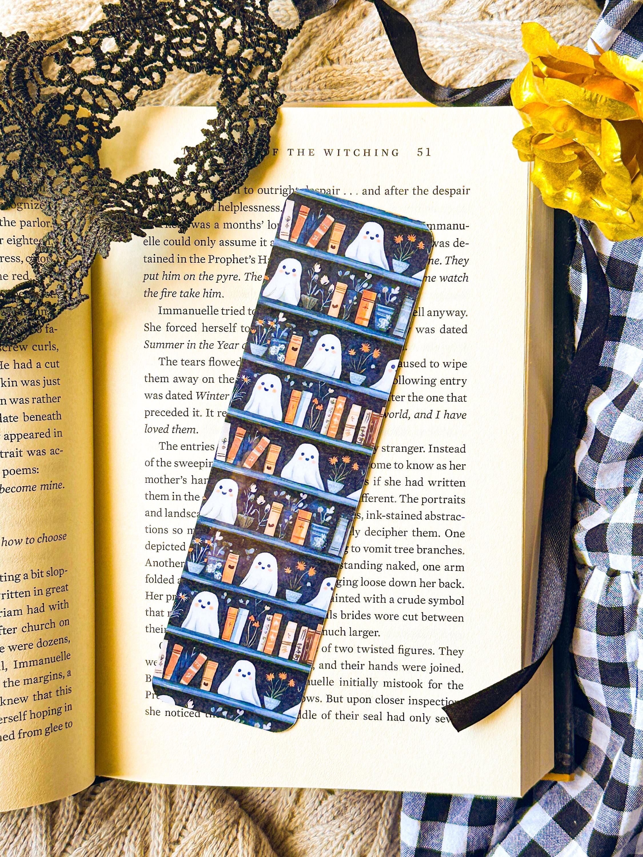 Halloween Ghostly Bookshelf Laminated Bookmark