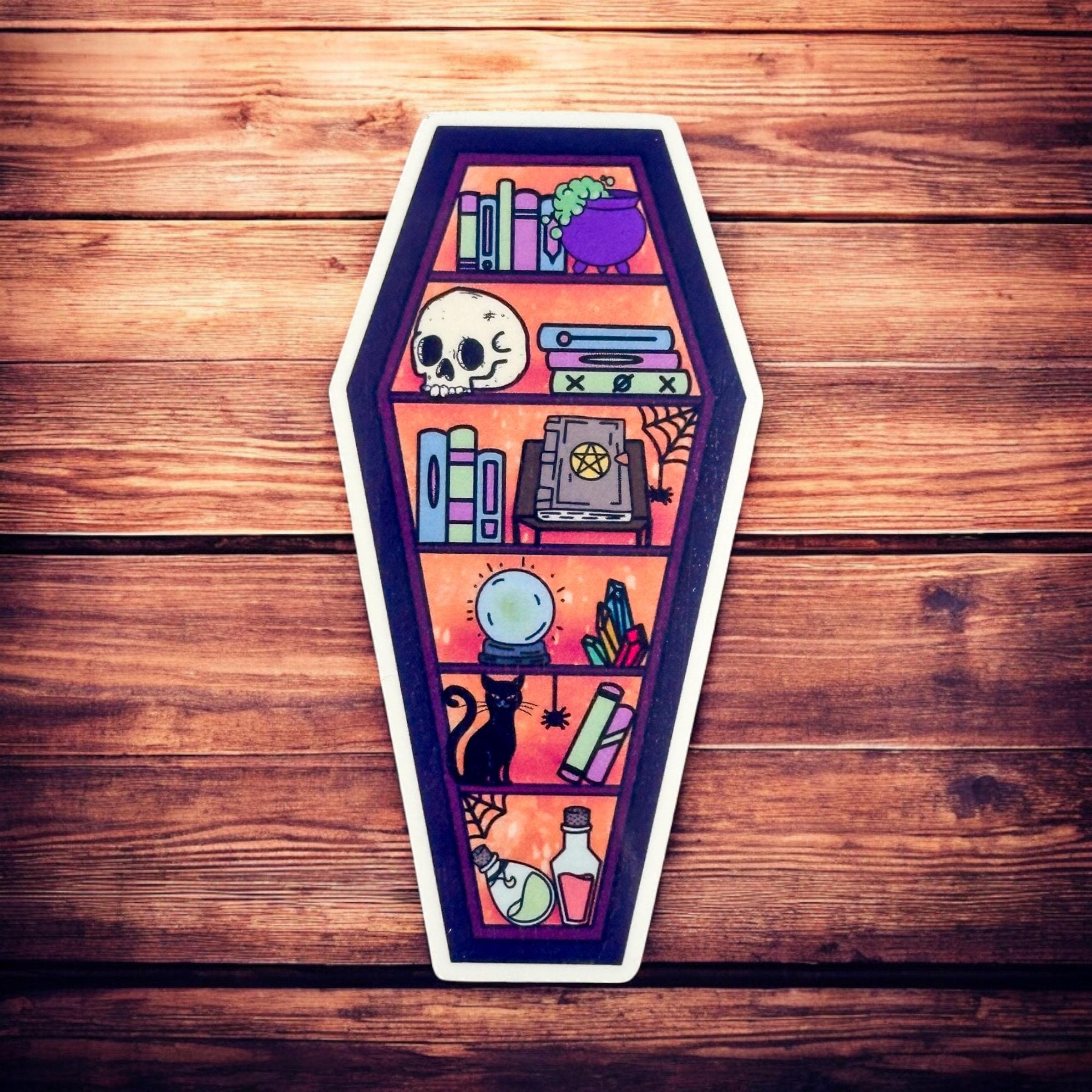 Witchy Halloween Coffin Bookcase Sticker