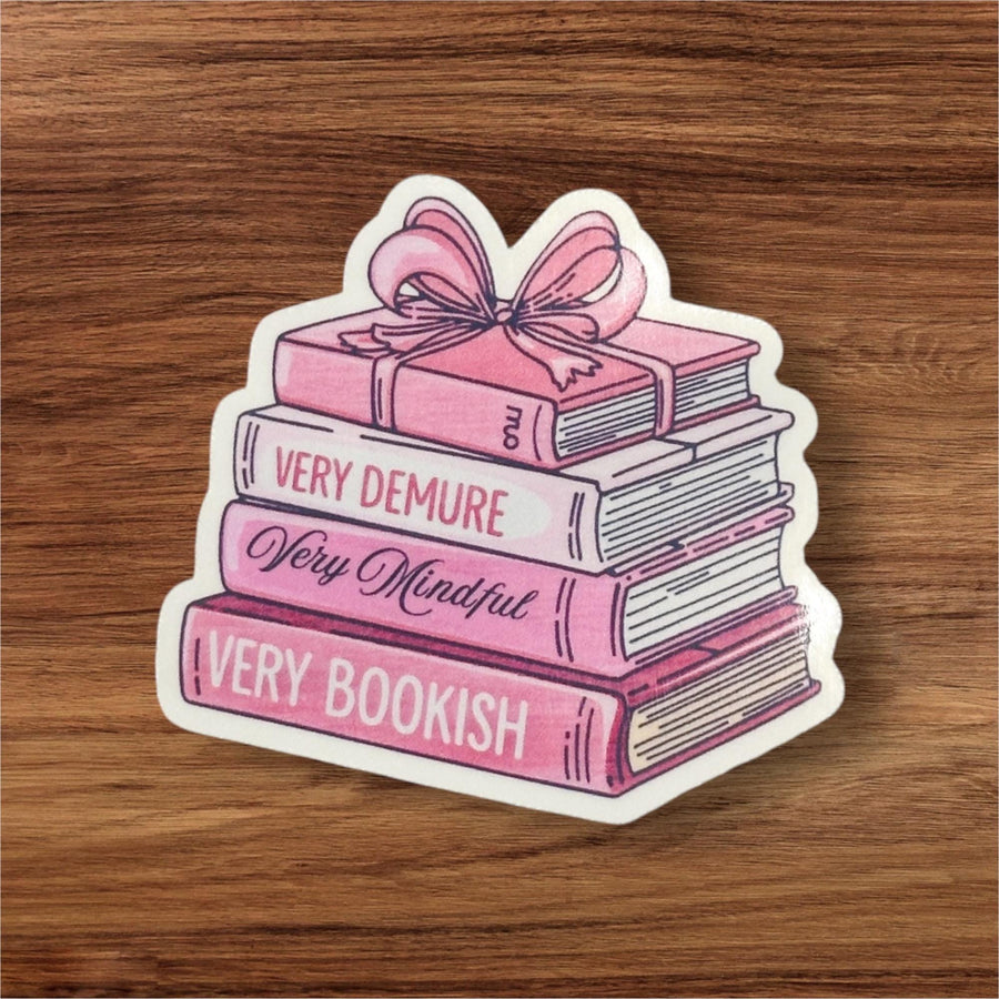Very Demure, Very Mindful, Very Bookish Sticker