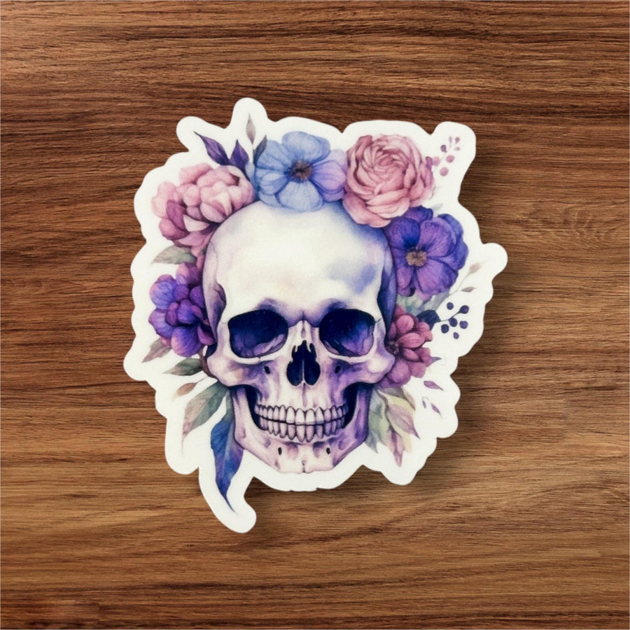 Watercolour Floral Skull Sticker
