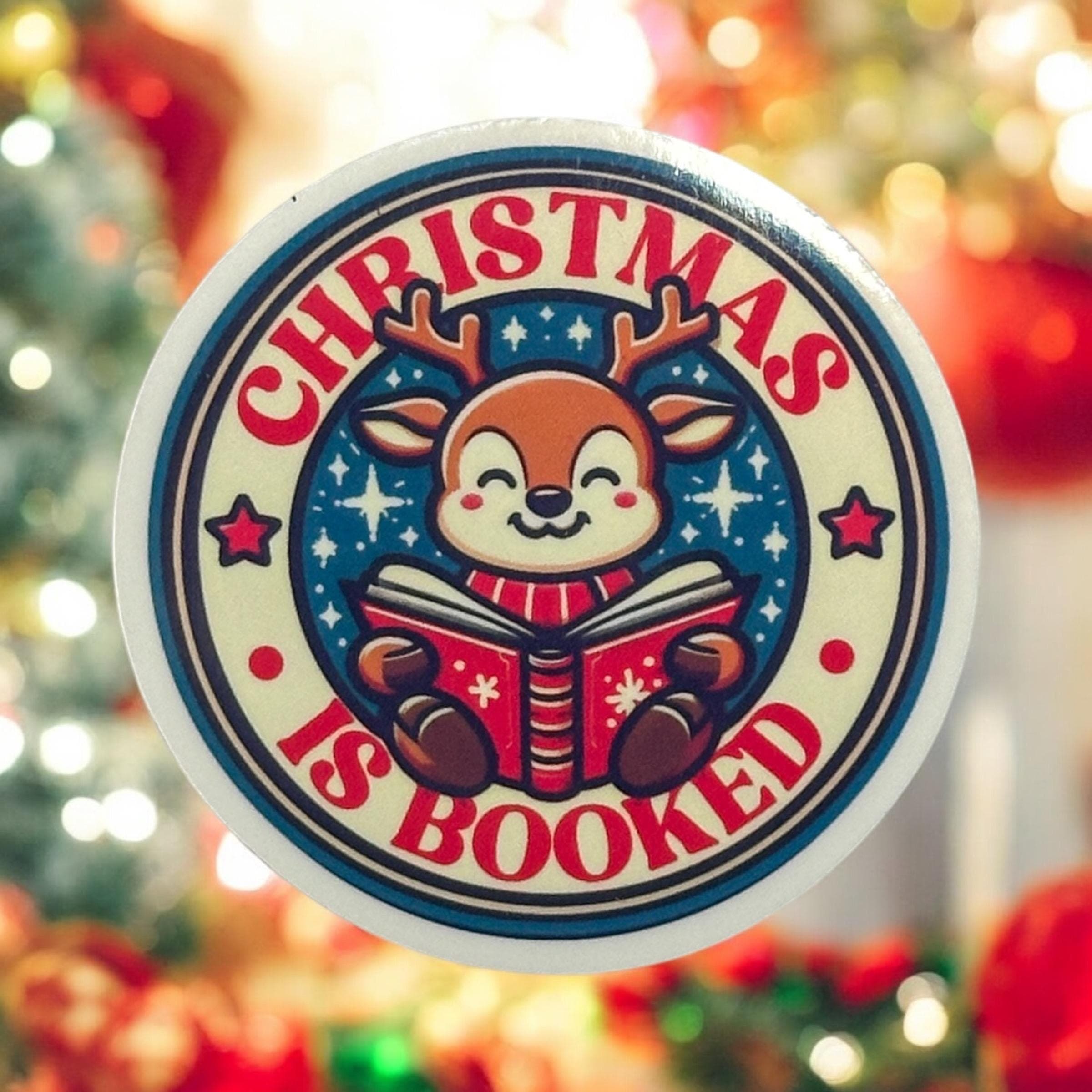 Christmas is Booked Reindeer Reading Sticker