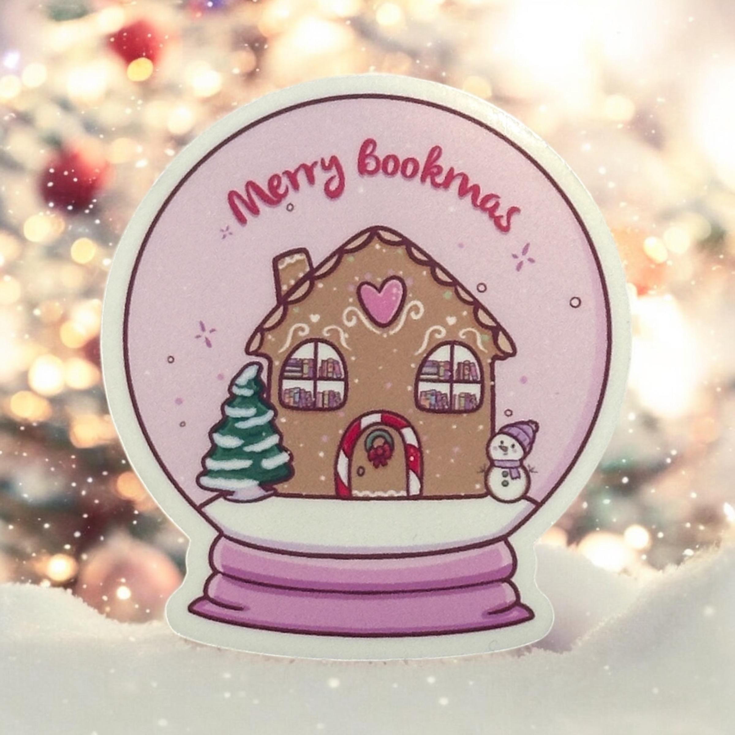 Pink Merry Bookmas Snow Globe Sticker