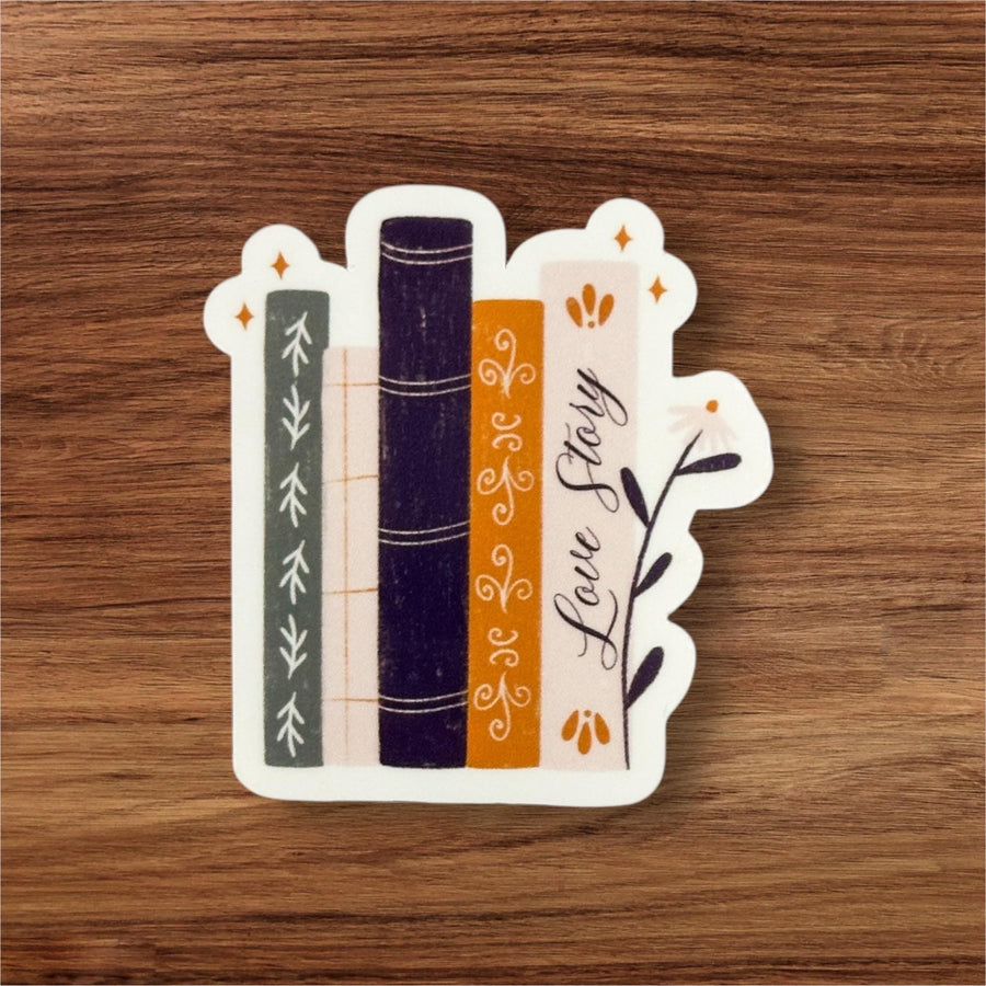 Love Story Floral Book Stack Sticker