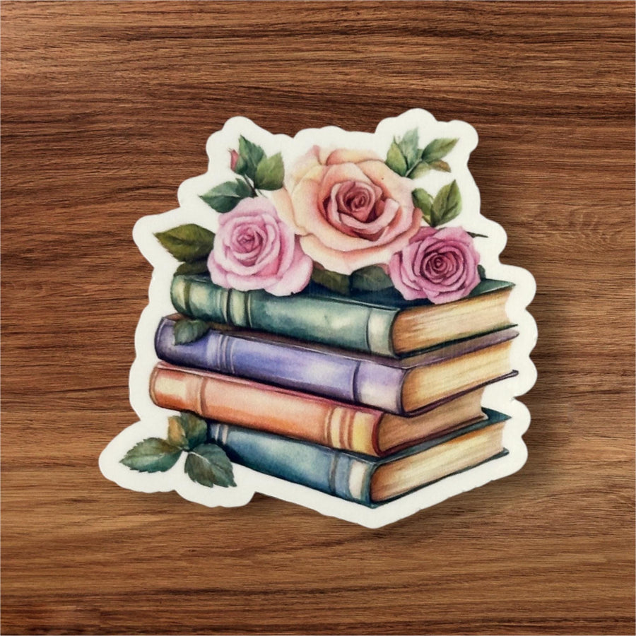 Watercolour Floral Bookstack Sticker