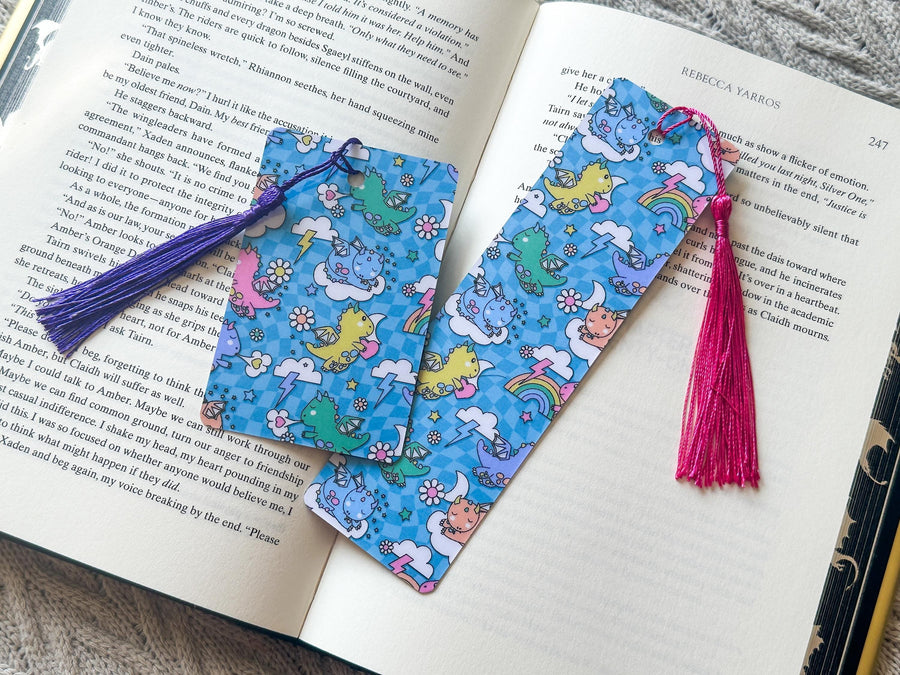 Bright and Fun Retro Dragon Laminated Bookmark