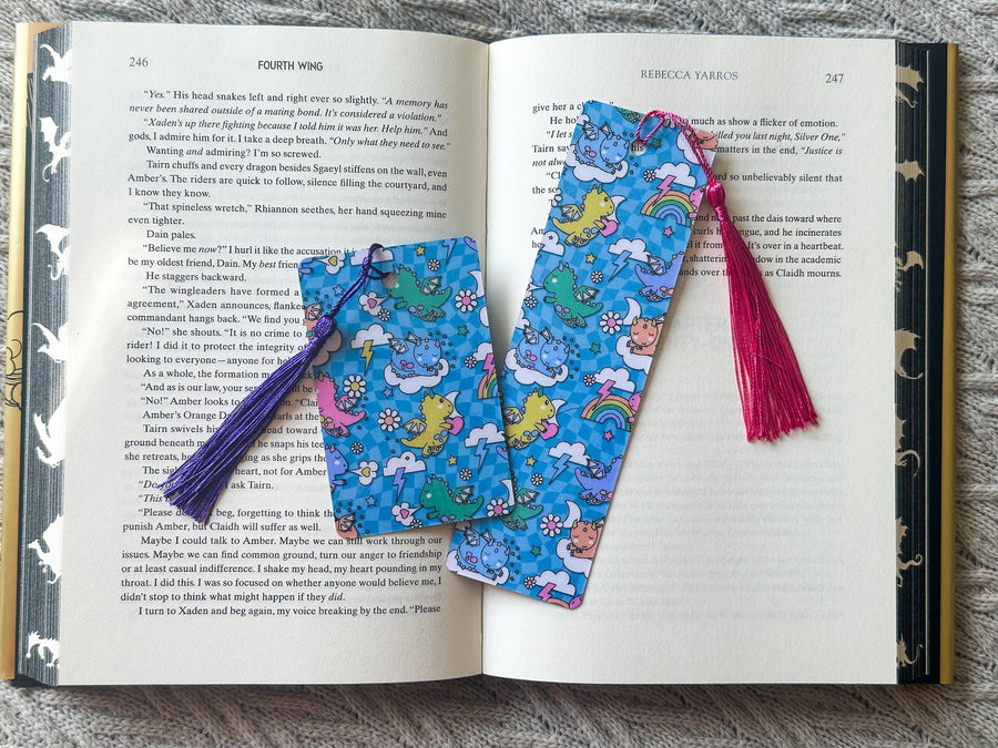 Bright and Fun Retro Dragon Laminated Bookmark