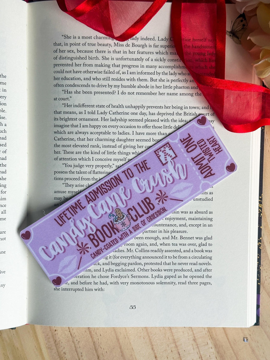 Candy Cane Crush Book Club Bookmark – Sweet Holiday-Themed Bookmark for Book Lovers | 5 x 16 cm