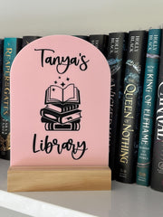 Personalised Acrylic Bookshelf Sign - Stack of Books
