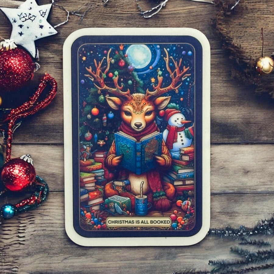 Christmas is all Booked Reindeer Reading Sticker