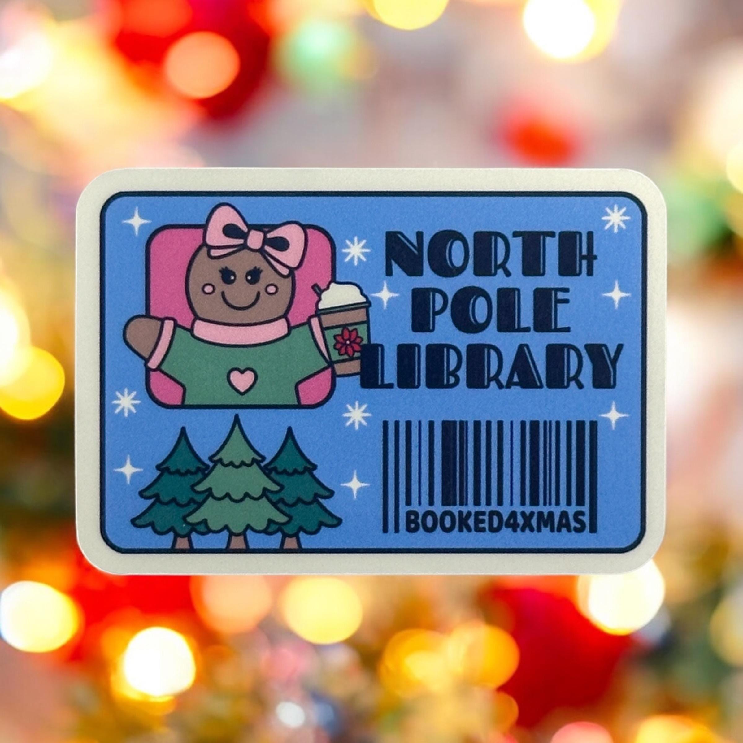 North Pole Library Card Sticker