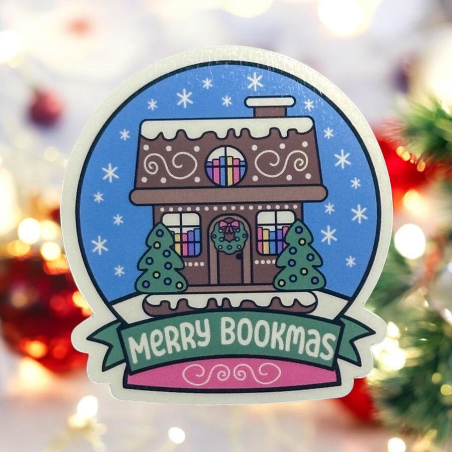 Merry Bookmas Snow Globe Sticker