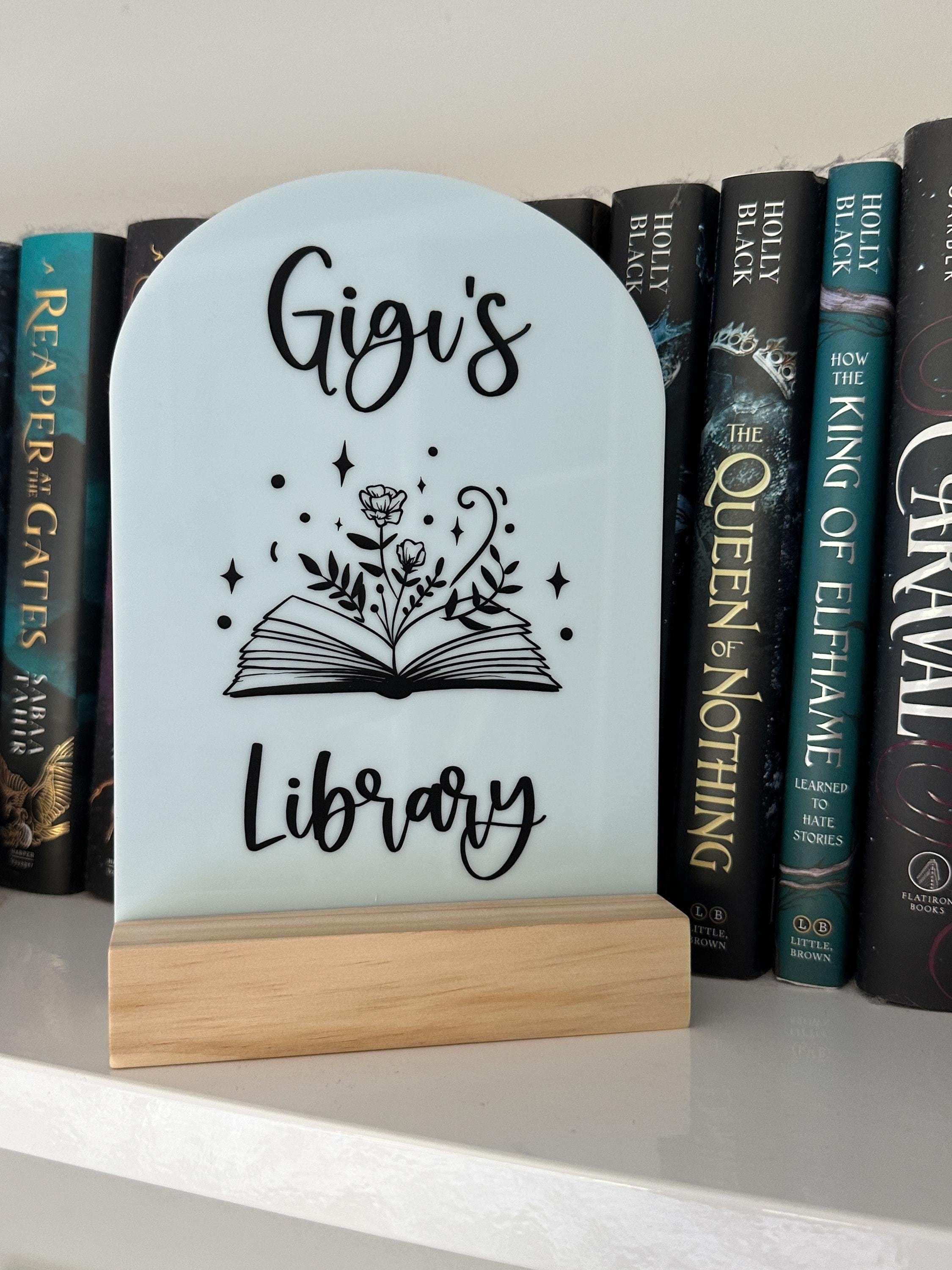 Personalised Acrylic Bookshelf Sign - Floral