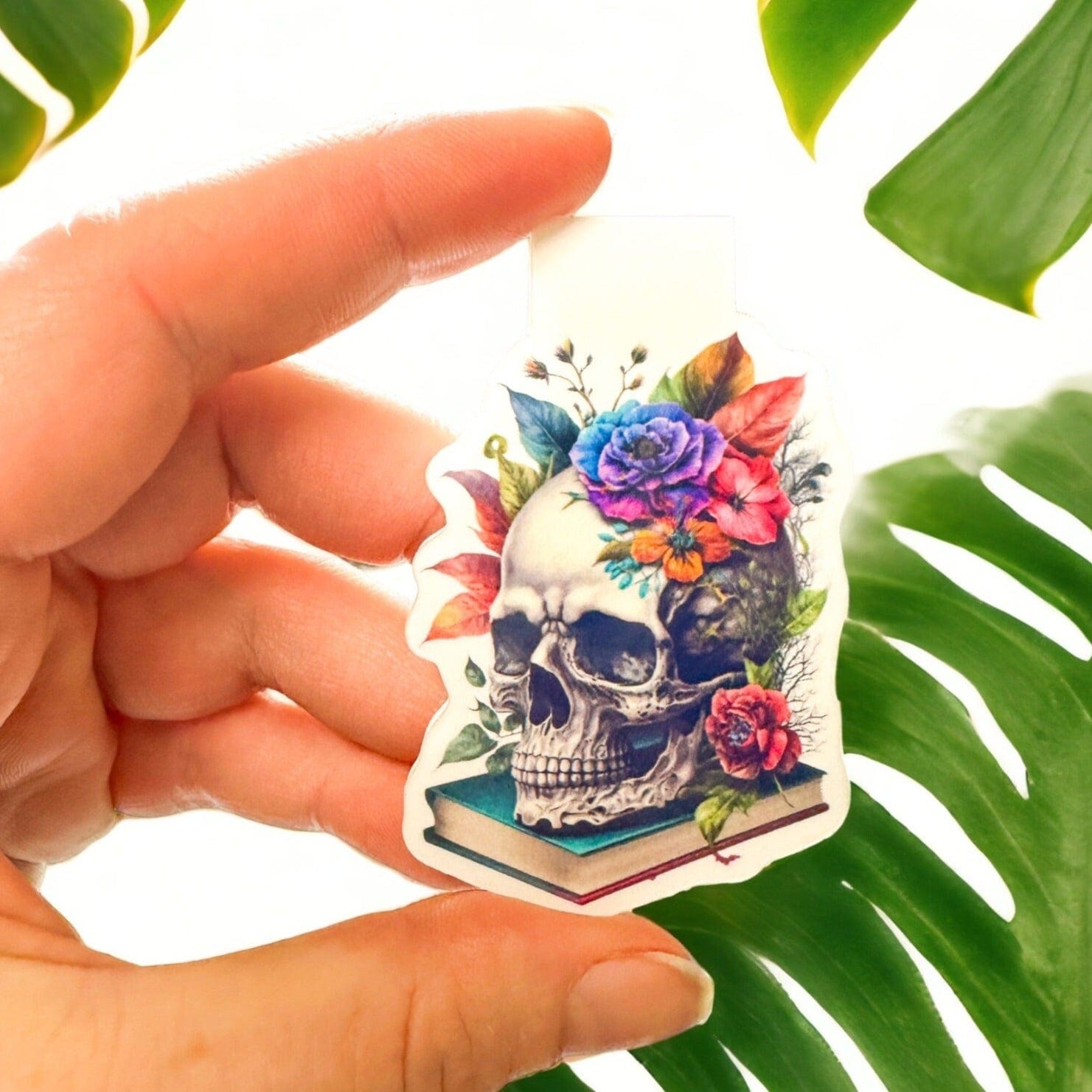 Skull with Books 2 Magnetic Bookmark