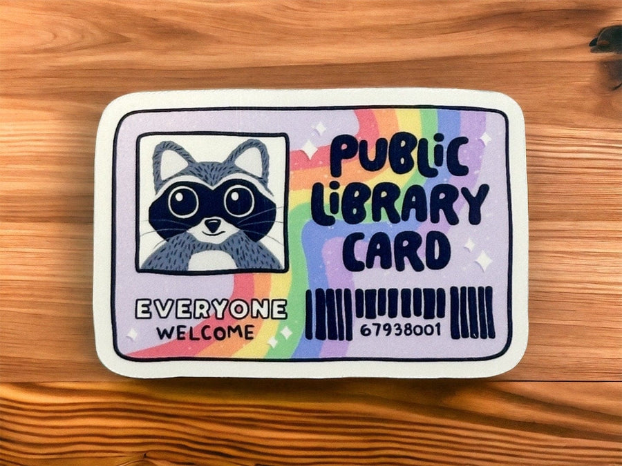 Public Library Racoon Card Sticker